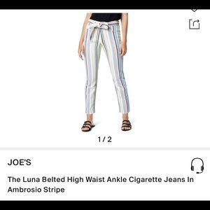 JOE’S The Luna Belted High Waist Ankle Cigarette Jeans In Ambrosio Stripe